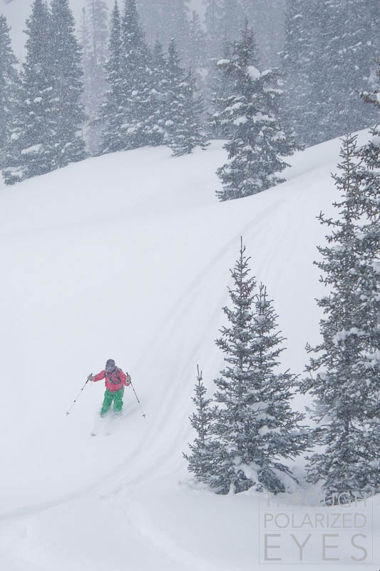 Gary split-skiing at Red Mountain Pass