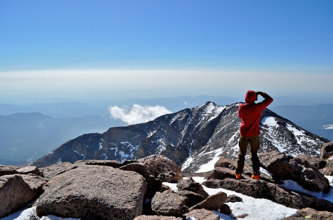 Mike on the summit, shooting towards Meeker